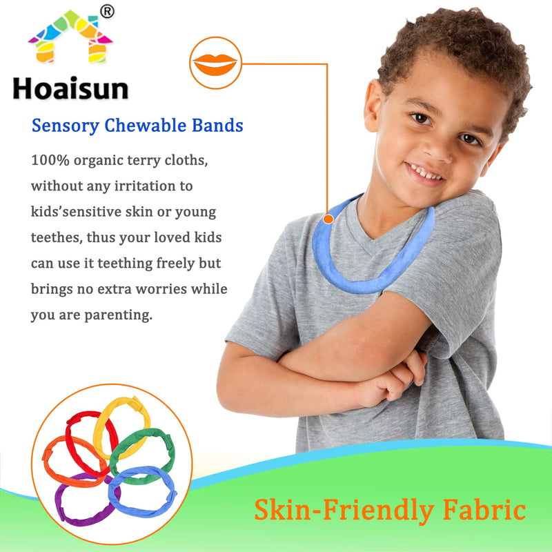 [Australia] - Chew Necklaces for Sensory Kids, Cloth Fabric Necklace Oral Toys for Boys Girls Alternative to Chewing, Terry Absorbent Chewy Toy Autism for ADHD SPD Fidgeting 6 Pack 