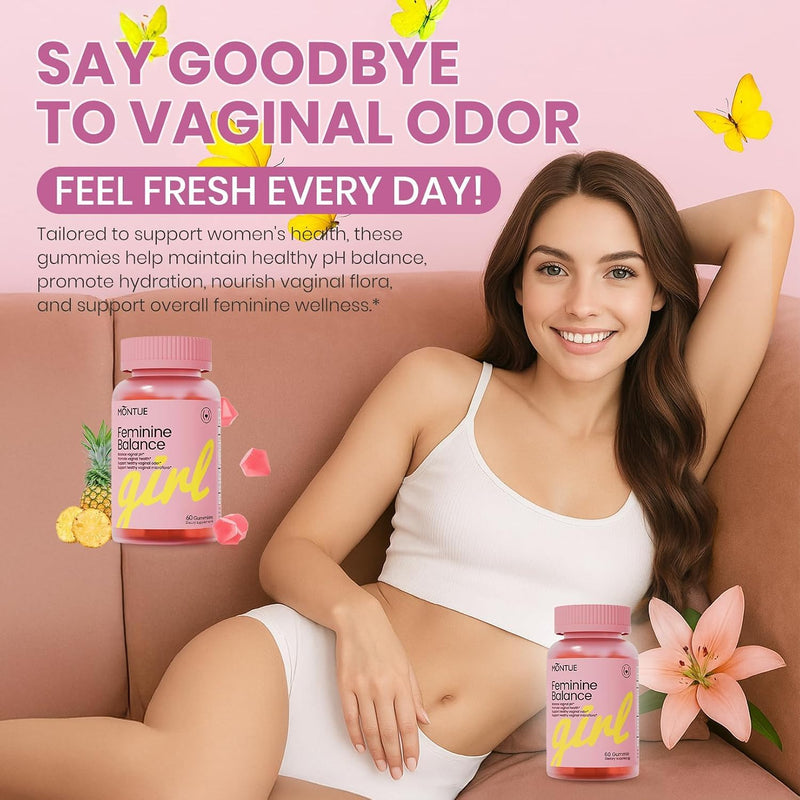 Premium Feminine Balance Gummies, for Women’s Wellness & pH Balance, Immune Support,Vegan, Hawaiian Pineapple, Non-GMO (60 Gummies) NEW-60 Gummies