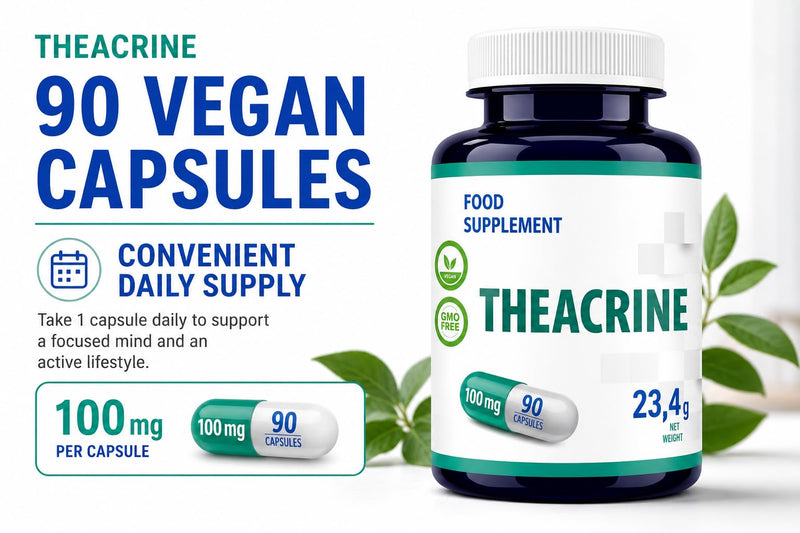 Hepatica Theacrine 100mg | 90 Vegan Capsules | 3-Month Supply | Single Ingredient | 3rd Party Lab Tested