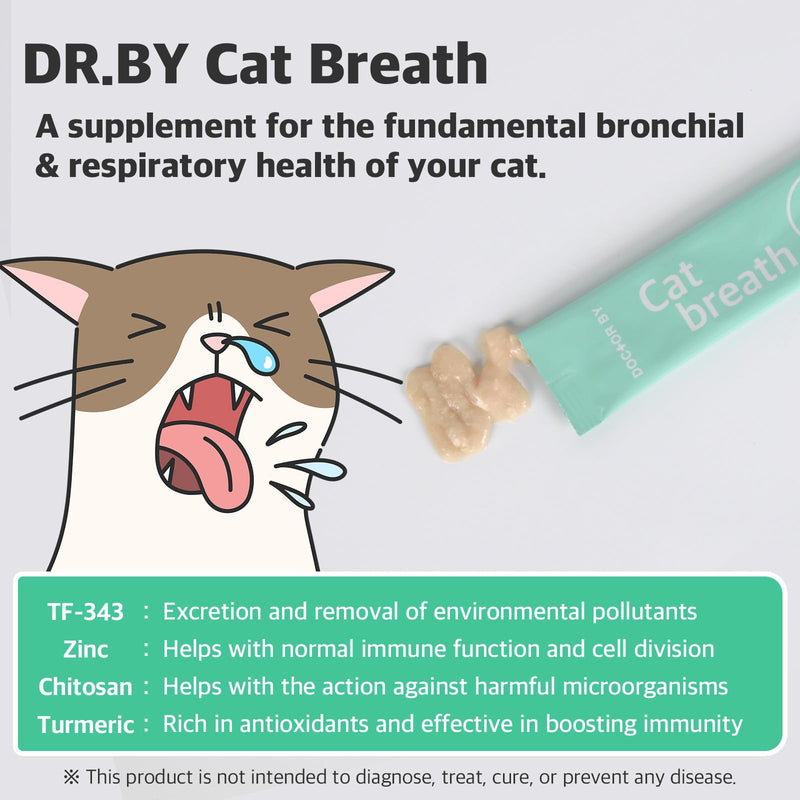 Dr.by Cat Breath Bronchial Supplements - Cat Nose Relief Sneezing runny Nose Drops Respiratory Function & Immune Support with TF-343-30 Individually Packaged (1 Pack (30 Count)), Chicken - PawsPlanet Australia