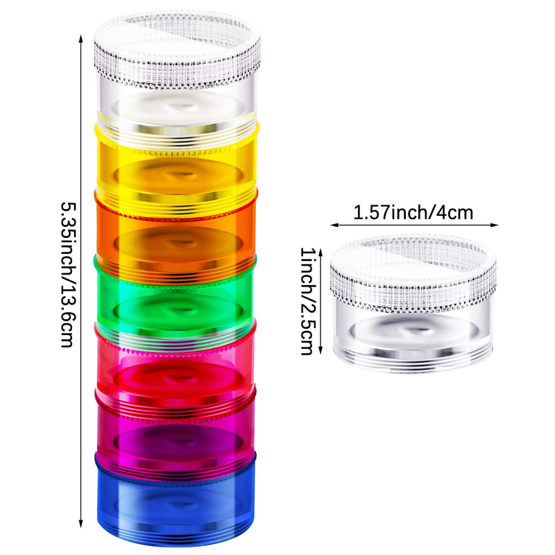 Sieral 2 Pieces 7 Days Stackable Pill Organizer Round Weekly Containers | Tower Design with Secure Lids, 7 Individual Cases per Set for Travel, Ideal for Medications Vitamins Supplements Storage