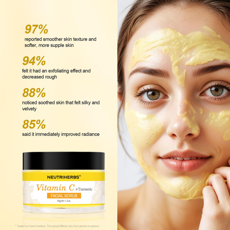 NEUTRIHERBS Turmeric Face Scrub, Exfoliating Scrub Cream with Vitamin C, Smooth, Brighten Skin - 1.76oz