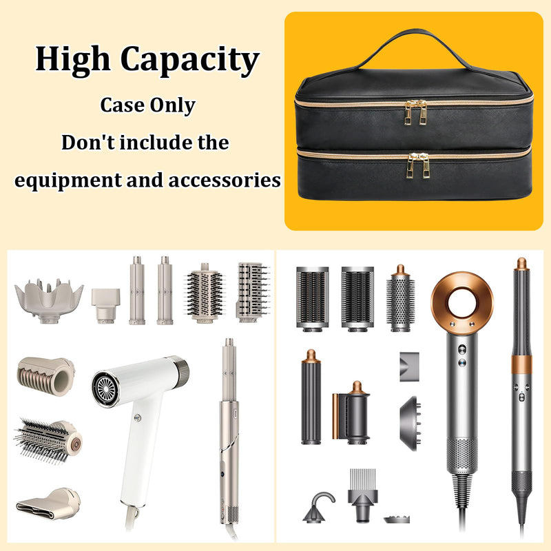 Travel Carrying Case for Shark Flex Style, Hair Dryer Attachments& Nail Polish Organizer Bag Holds 84 Bottles (15ml/0.5 fl.oz)& Nail Lamp Black