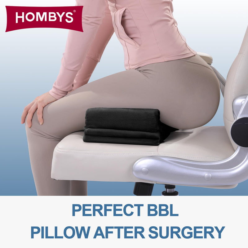 [Australia] - HOMBYS Adjustable Height BBL Pillow After Surgery for Sleeping,High Density Foam BBL Recovery Pillow for Sitting After Surgery, Durable Butt Pillows for Car Seats, Office and Home Chairs (Black) Black 