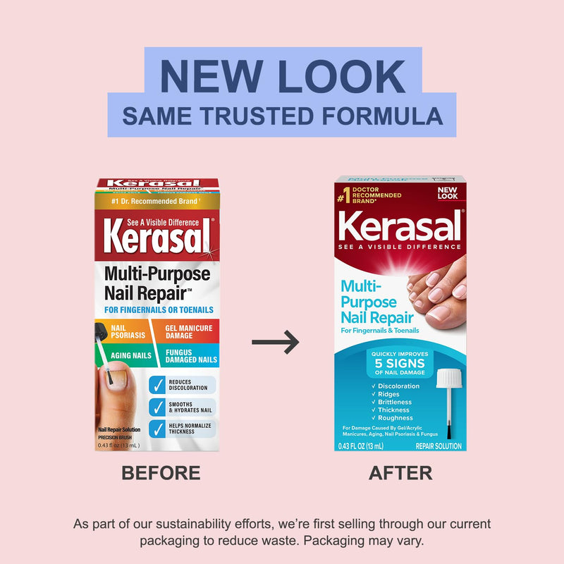 Kerasal Multi-Purpose Nail Repair, Nail Solution for Discolored and Damaged Nails, 0.43 fl oz 0.43 Fl Oz (Pack of 1)