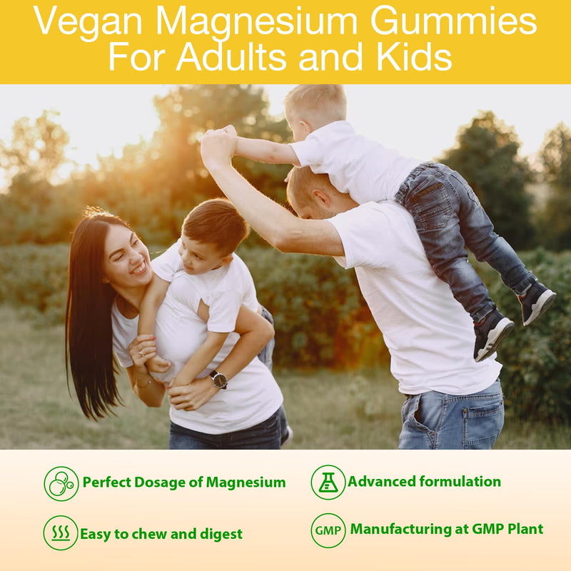 Magnesium Glycinate Gummies for Adults & Kids, 1000mg High Absorption Magnesium Complex Supplement, Sugar Free with Potassium,Vitamin D&B6 for Calm, Better Sleep - 90 Counts Orange 90 Count (Pack of 1)