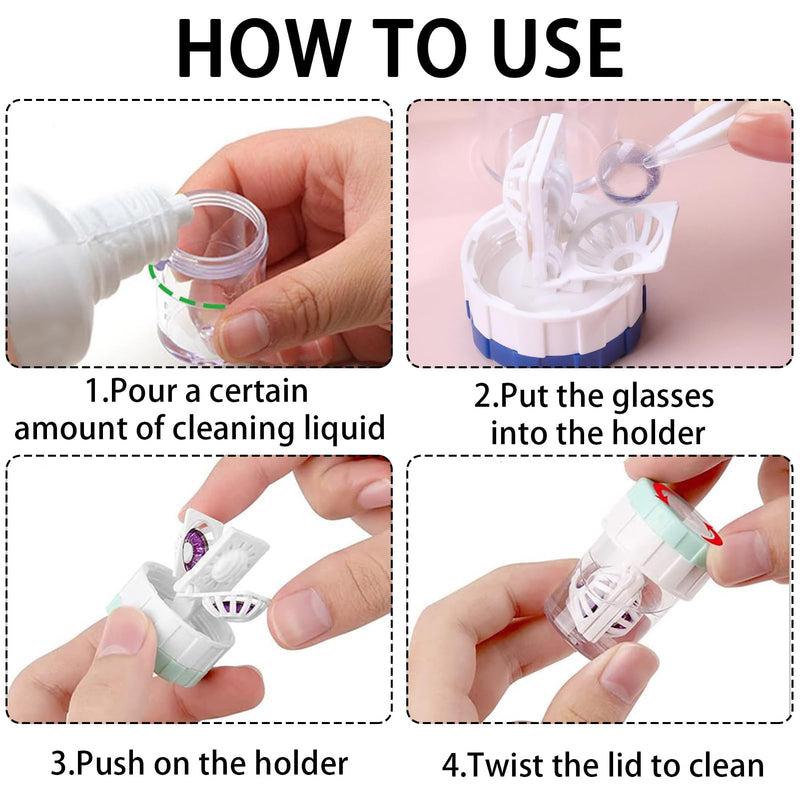 [Australia] - Pack of 4 contact lens containers, contact lens liquid, contact lens container washing system, rotating contact lens cleaning container for daily use at home travel 