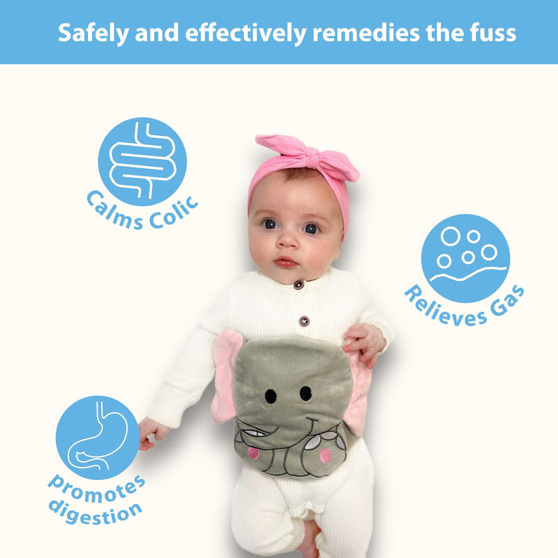 [Australia] - Baby Colic, Gas and Upset Stomach Relief, Baby Heated Tummy Wrap for Newborns - Belly Hugger - Infant Swaddling Belly Belt, Heating Pad with Soothing Warmth for Fussy Infants (Elephant) Elephant 