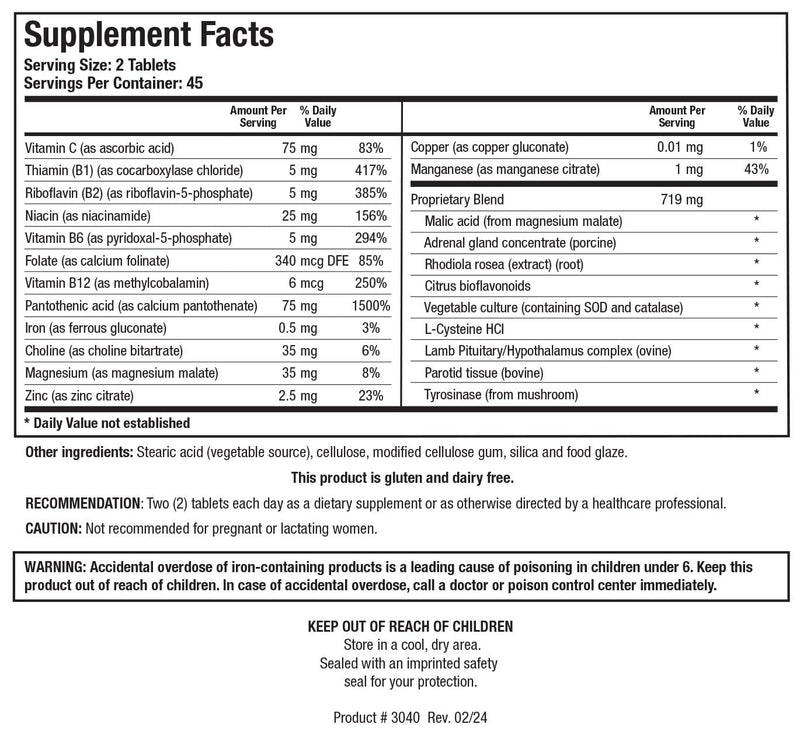 [Australia] - Biotics Research ADB5-Plus Support Healthy Adrenal Gland Function, Support Cortisol Levels, Positive Response to Stress, Healthy Energy Levels 90 Tablets 90 Count (Pack of 1) 