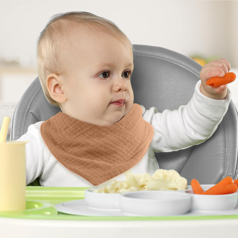 [Australia] - Muslin Nursing Cover for Breastfeeding, Breathable 100% Cotton Privacy Nursing Covers with Rigid Hoop for Mother Nursing Apron, Include Two Baby Bibs, Soft Arch Neckline Nursing Apron Brown 