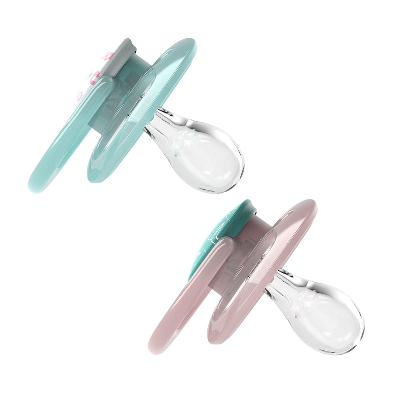 [Australia] - Dr. Brown's Advantage Pacifiers, Stage 2, Pink, 6 -18 Month Old, 4 Count 4 Pack, Purple Nature, Glow-in-the-Dark + Scooter Squirrel 