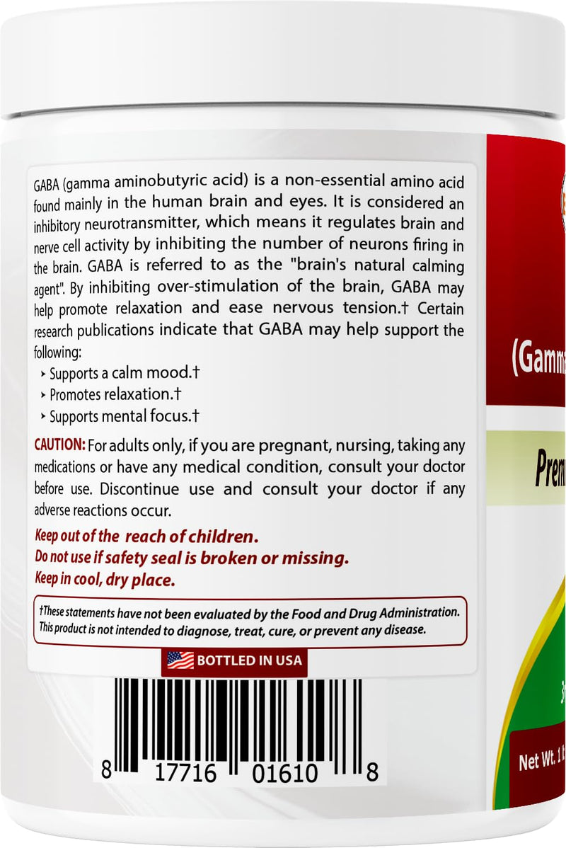 Best Naturals GABA (Gamma Aminobutyric Acid) Pure Powder 1 Pound