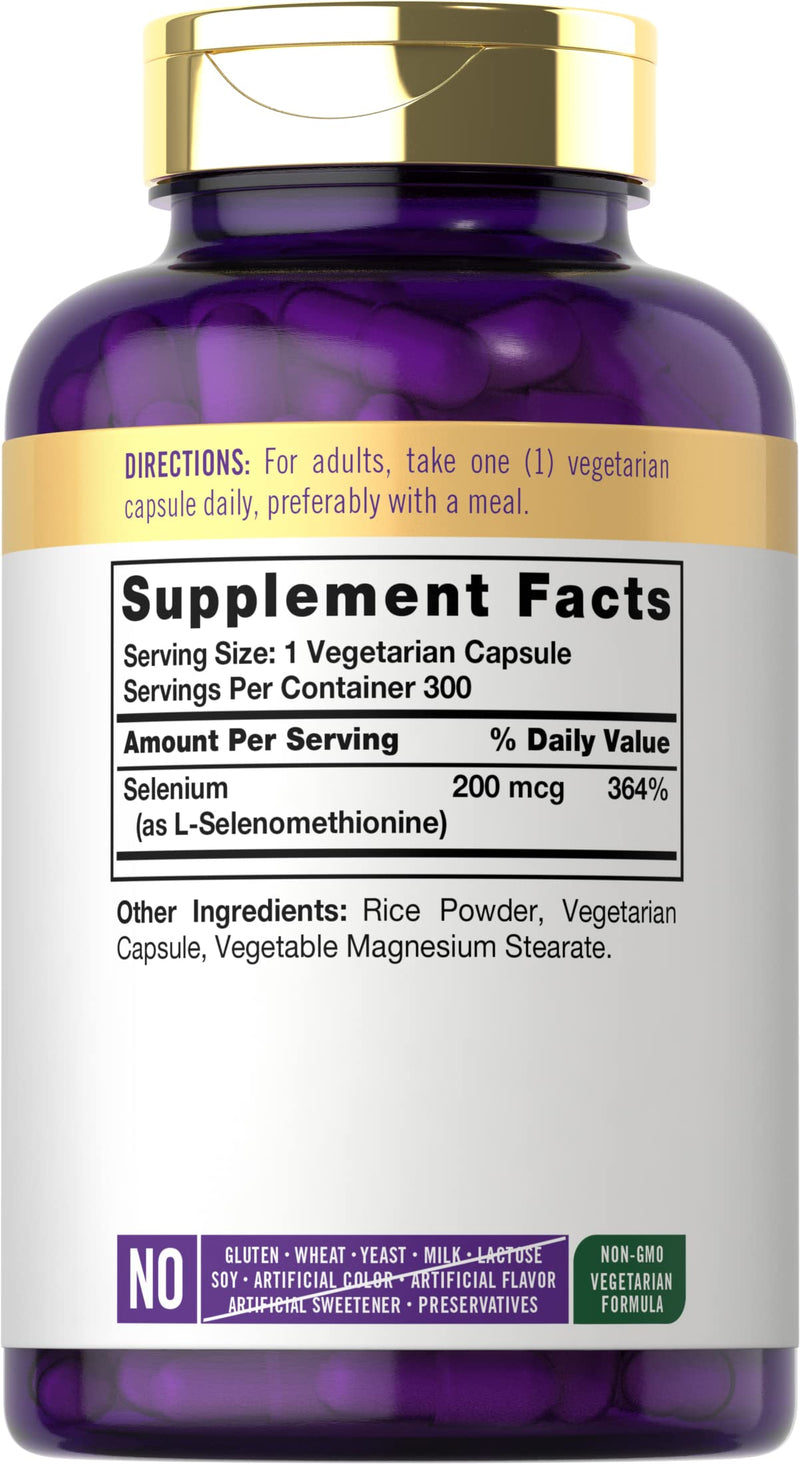 [Australia] - Carlyle Yeast Free Selenium Supplement | 200mcg | 300 Capsules | Vegetarian, Non-GMO, and Gluten Free Mineral Formula | L-Selenomethionine | Value Size 300 Count (Pack of 1) 