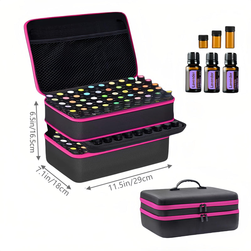 127 Slots Essential Oil Case Organizer, Fits 1ml-15ml Vials, Shockproof EVA Hard Shell Essential Oil Storage Carrying Bag for Travel and Home, Black & Purple pink 127