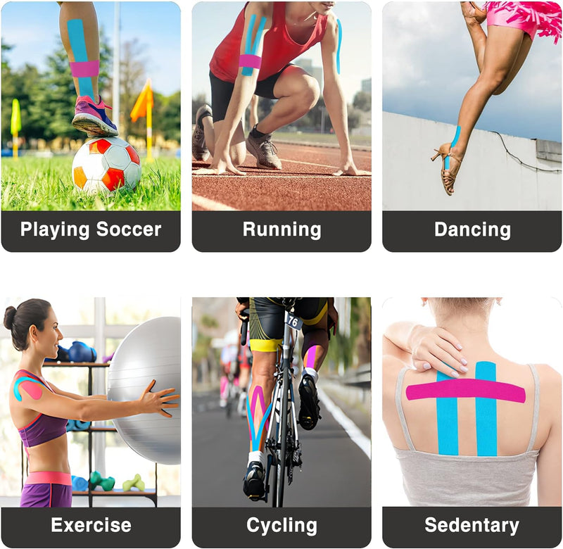 [Australia] - Kinesiotapes<40PCS>Kinesiology Tape Strips Precut,Elastic Athletic Tape for Joints Support&Muscle Pain Relief<5cm, 25cm/Trip>Cotton Waterproof Sports Tape(Mix-4) 40PCS Mixed Color 