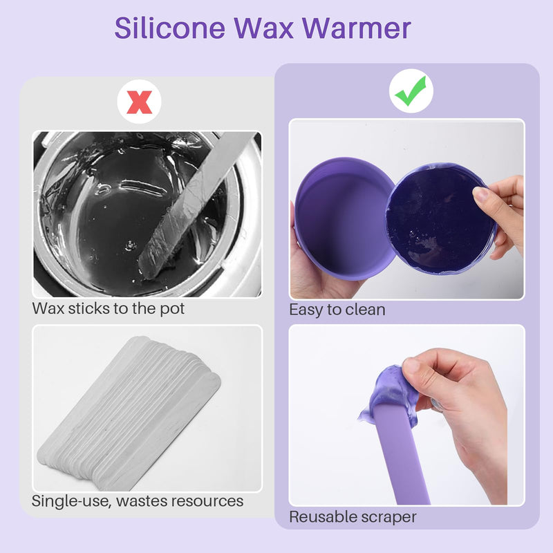 [Australia] - BLITZWAX 2pcs Silicone Wax Pot Liners for Hair Removal, Purple Wax Warmer Bowls Kit with Sticks for Women and Men Body Waxing, Reusable and Easy to Clean Accessories, Compatible with 16 oz Waxing Kit 