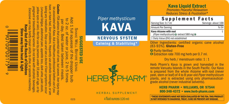 [Australia] - Herb Pharm Kava Root Liquid Extract to Reduce Stress and Promote Relaxation - 4 Ounce 