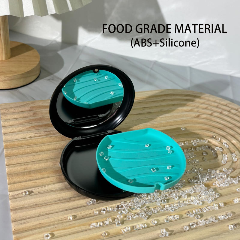 [Australia] - 2 Pack Aligner Case with Mirror,Convenient Retainer Case for Invisalign Aligners, Night Guards, and Mouth Guards (1PC Black Cyan+1PC Black Purple) 1PC Black Cyan+1PC Black Purple 