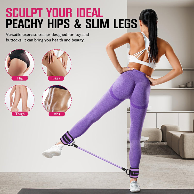 [Australia] - Ankle Resistance Bands with Cuffs, Home Gym Workout Equipment, Lifting Glute Butt Exercise Equipment for Women, Ankle Weights Fitness Set, Leg Booty Equipment for Training Perfect Body Shape 1-Purple New-60LBS 