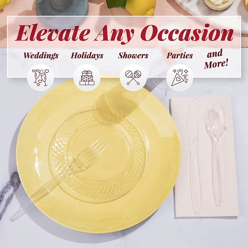 [Australia] - Prestee 100 Clear Plastic Knives Heavy Duty - Silverware Heavy Duty Plastic Knives, Plastic Knife Cutlery, Elegant Disposable Knives Pack,Disposable Flatware,Plastic Utensils Set,Disposable Silverware Clear (100) 