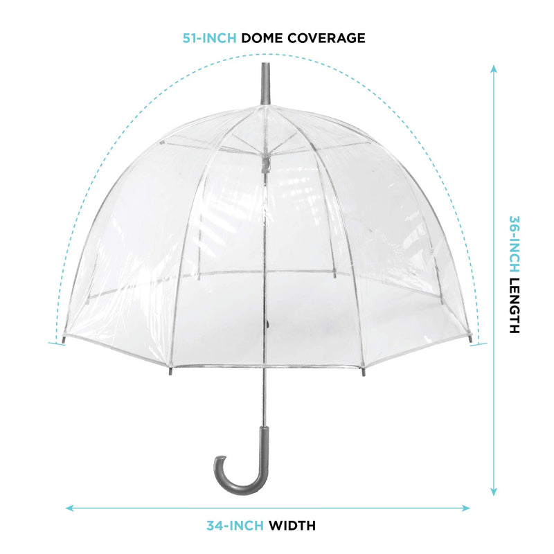 Totes Adult Windproof Bubble Umbrella with J Hook Handle and Enhanced Visibility