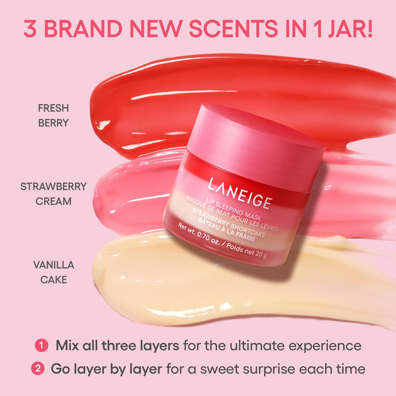 [Australia] - LANEIGE Lip Sleeping Mask: Nourish, Hydrate, Vitamin C, Murumuru & Shea Butter, Antioxidants, Flaky, Dry Lips Strawberry Shortcake 