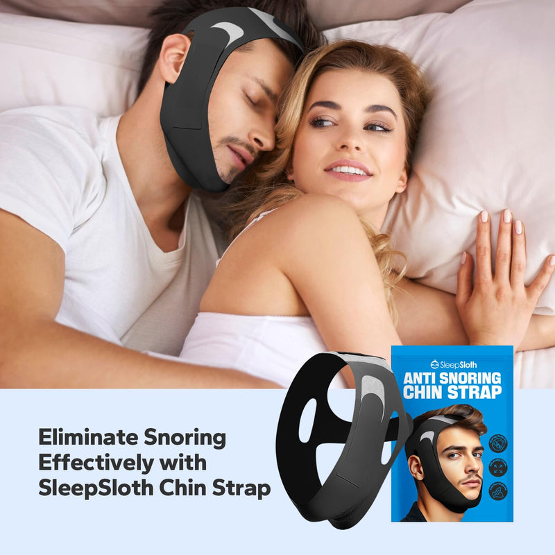 [Australia] - Anti-Snoring Chin Strap, Adjustable Chin Strap for Sleeping, Anti Snore Solution, Snoring Stopper, Chin Strap for Mouth Breathing Prevention (Black) 