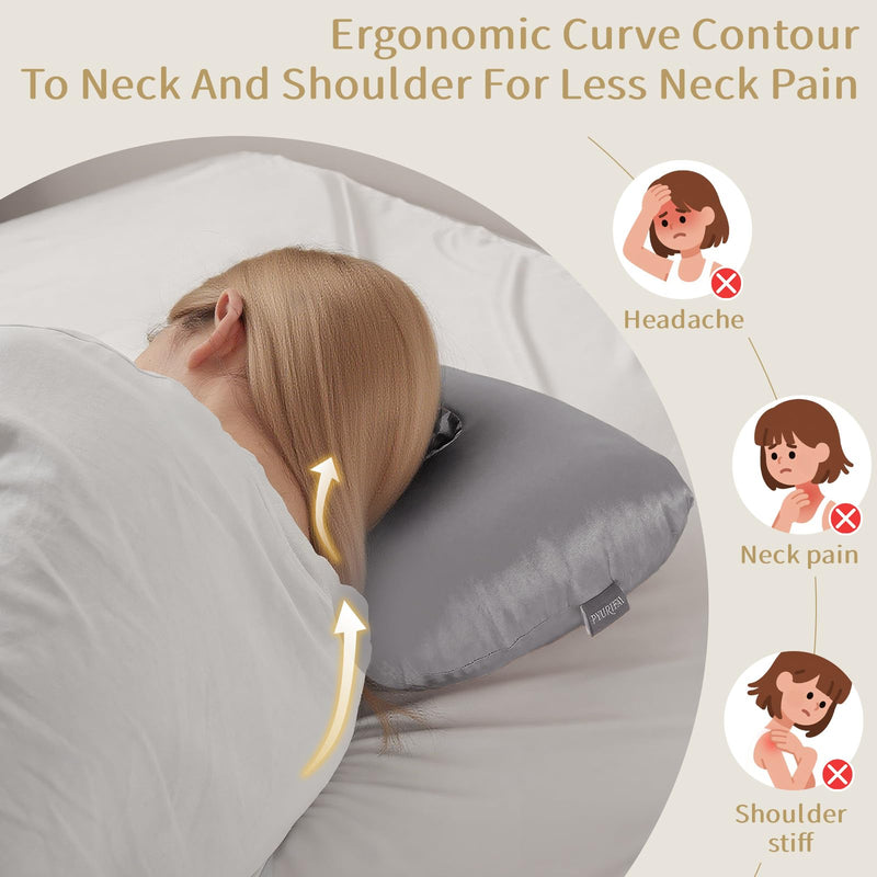 [Australia] - Piercing Pillow - Ear Piercing Pillow With Foam Plug, Adjust Shredded Memory Foam Picrcing Pillow For Side Sleepers, Donut Pillow For Ear With 4x4'' Hole, Ergonomic Curved Design, Silver Grey 16x11x4in 
