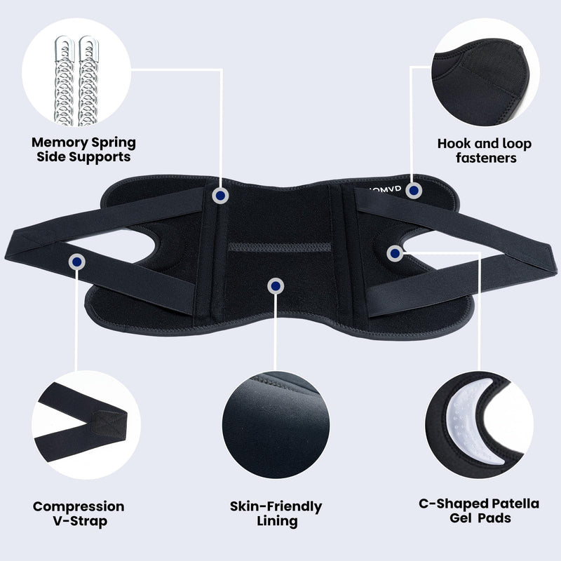 [Australia] - Knee Brace for Knee Pain, Meniscus Tear, Adjustable Knee Support with Side Spring Stabilizers for Meniscus Tear, Arthritis, Patella Stability, Knee Pain Relief, Women and Men Black Medium 