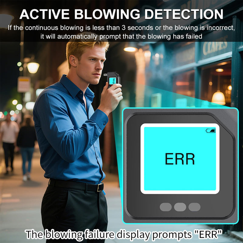 Breathalyzer, Breathalyzers for Alcohol with LCD Digital, Display Alcohol Breathalyzer Tester for Home Use, Portable Breath Alcohol Tester with 15 Mouthpieces (Black)