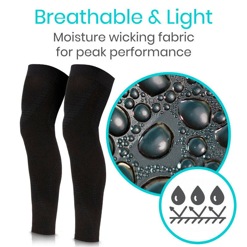 Vive Full Leg Compression Sleeves for Men & Women (Pair) - Knee, Calf, & Thigh Support Brace Wrap for Basketball, Football, Wrestling - Footless Long Running Accessories for Shin Splints (Medium) Medium