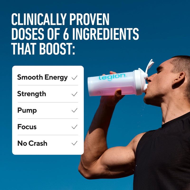 Legion Pulse Pre Workout Supplement - All Natural Nitric Oxide Preworkout Drink to Boost Energy, Creatine Free, Naturally Sweetened, Beta Alanine, Citrulline, (Caffeinated Watermelon) Caffeinated Watermelon