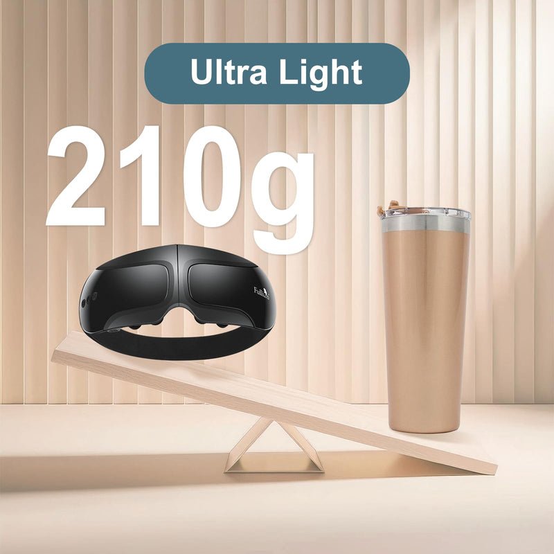[Australia] - Fullicon Eye Massager with Heat & Vibration, Ultra Light Migraine Relief Products, Foldable Mask with Bluetooth Music, Face Massager with Type-C Charging, 5 Modes FSA Eligible Items Only List (Black) 