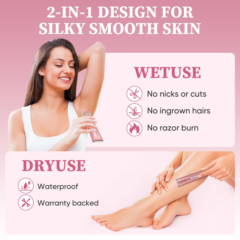 [Australia] - Bikini Trimmer for Women — 2-in-1 Replaceable Women's Facial Razor, Ceramic Blade,Intimate Area Hair Remover, Facial & Body Hair Remover 