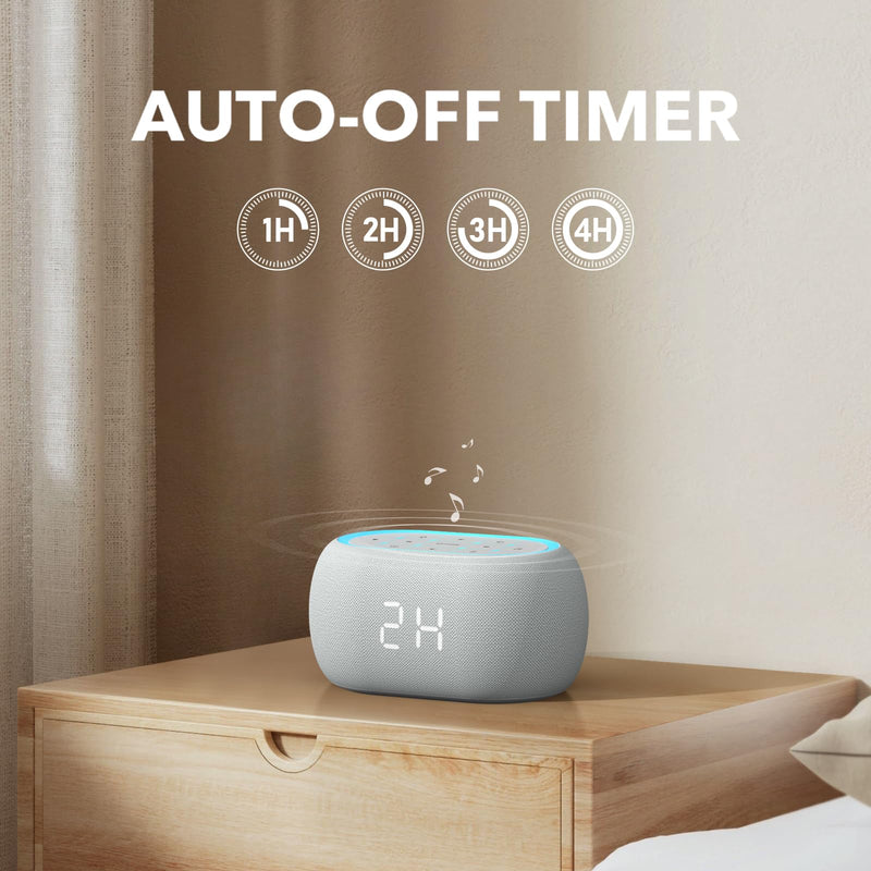 [Australia] - ANJANK White Noise Sound Machine Alarm Clock with Bluetooth Speaker, 21 Relaxing Sounds, 7 Night Lights,0-100% Dimmer/Sleep Timer/30-Level Volume Control,Sound Machine for Kids Adults Sleeping,Bedroom Grey 