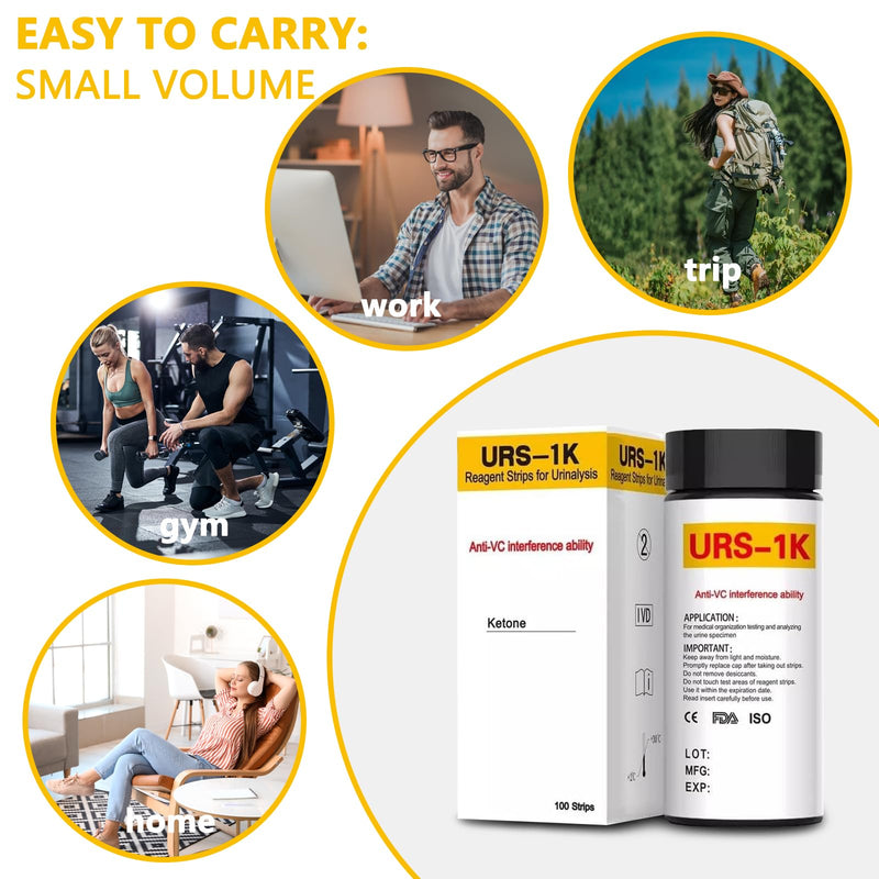 [Australia] - Urine Ketosis Test Strips URS-1K, 100 Strips Ketone Test Strips Home Ketosis Tests Analysis Professional Quick Tests 
