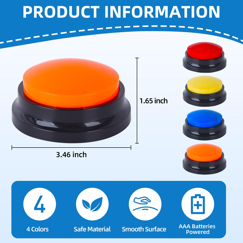 [Australia] - 4 Pack Portable AAC Communication Devices for Autism Individuals with Communication Difficulties, Communication Device for Nonverbal Kids, Voice Recording Buttons for Schools, Home, Treatment Courses 