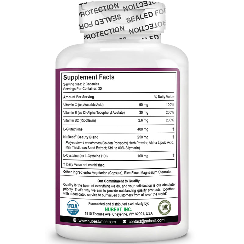 [Australia] - NuBest White - Glutathione 400mg & Milk Thistle Extract - Skin Brightening Supplement - Supports Beautiful and Radiant Skin - Antioxidant & Detoxification - 1 Pack | 1 Months Supply Pack 1 NuBest White 