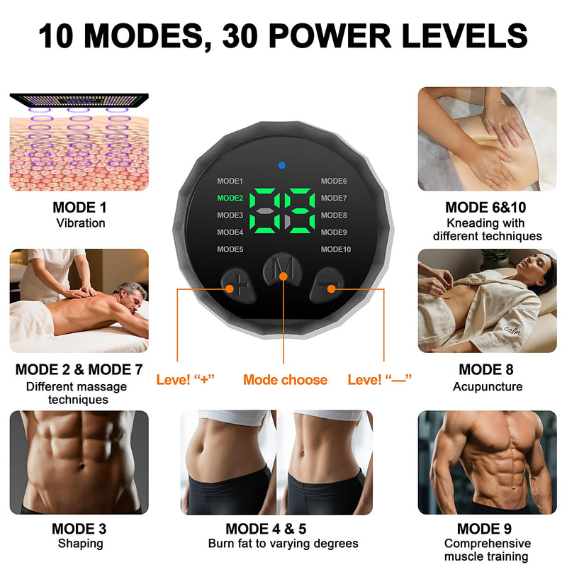 [Australia] - Electronic Muscle Stimulator - Portable Powered Ab Stimulator Muscle Toner for Muscle Conditioning,EMS Ab Machine,Fitness Strength Training Workout Equipment for Men and Women White 