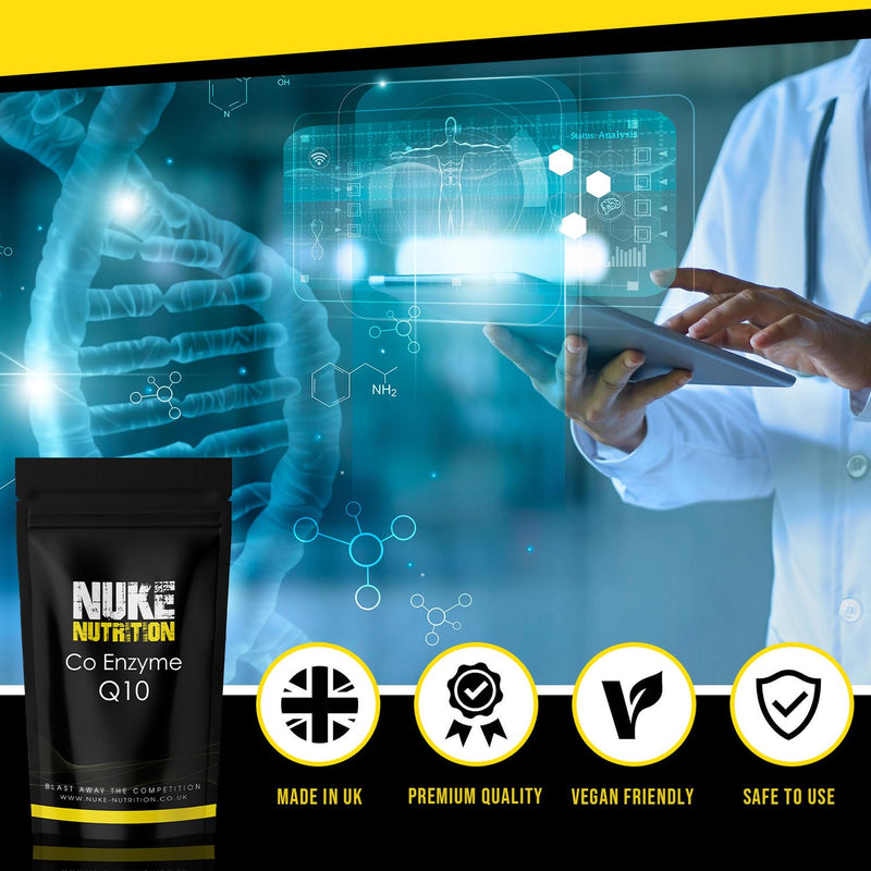 Nuke Nutrition COQ10 Supplement 100mg | 60 Co Enzyme CQ10 High Strength Capsules | Powerful Antioxidant for Heart and Cardiovascular Health | Co Enzyme Q 10 High Absorption | Vegetarian Friendly 1 count (Pack of 60)