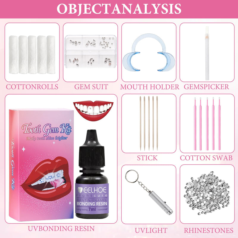 [Australia] - Tooth jewelry, tartar jewelry, tooth gem kit, tooth jewelry set, tooth stone set, DIY butterfly tooth gems with 1485 pieces tooth gem with glue, crystal jewelry starter kit 