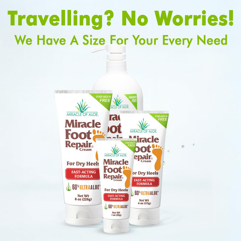 [Australia] - Miracle Foot Repair Cream (8 oz / 2-Pack) Repairs Dry Cracked Heels and Feet, 60% Pure UltraAloe Moisturizes, Softens, and Repairs 8 Ounce (Pack of 2) 