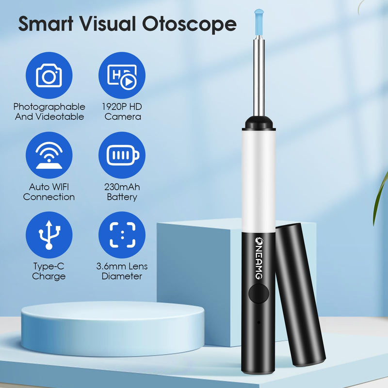 [Australia] - Earwax Remover Otoscope, OneAmg 1920P HD Otoscope with 6 LED Light, IP67 Waterproof Ear Endoscope, WiFi Ear Cleaner with Camera, Ear Cleaner for Adults, Children, iPhone, iPad, Android 