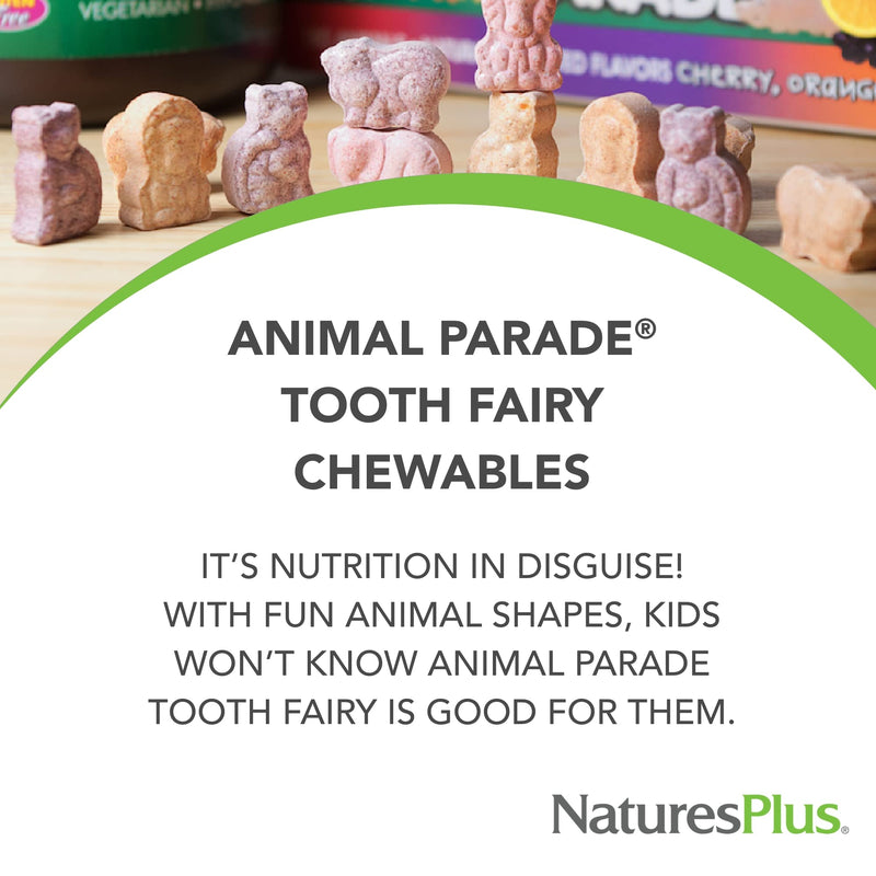 [Australia] - Natures Plus Animal Parade Tooth Fairy Children's Chewables - Natural Vanilla Flavor - 90 Animal-Shaped Tablets, Pack of 2 - Dental Health Supplement - Vegetarian, Gluten Free - 90 Total Servings 