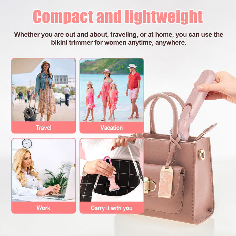[Australia] - Bikini Trimmer for Women, 5 in 1 Rechargeable Electric Razors Waterproof Wet/Dry Use Body Hair Trimmer for Women & Men Pubic Hair, Private Area, Legs, Face, Nose, Eyebrow, Body (Pink) 