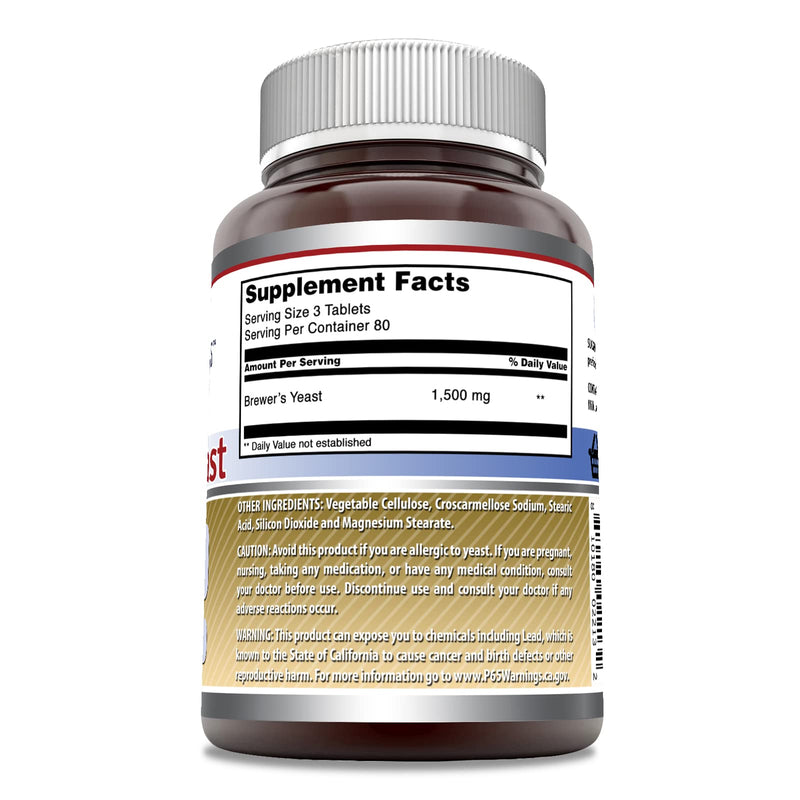[Australia] - Amazing Formulas Brewers Yeast 1500mg Per Serving 240 Tablets Supplement | Non-GMO | Gluten Free | Made in USA 240 Count 
