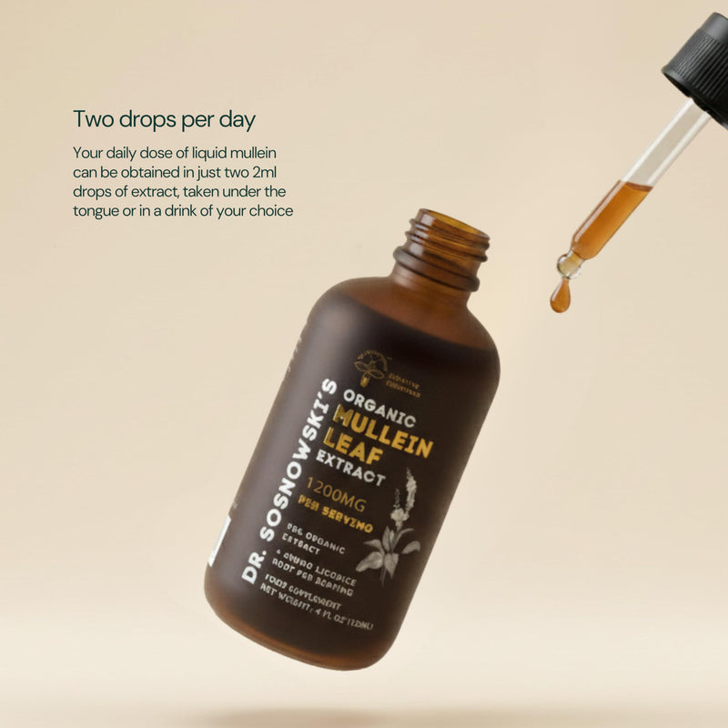 Mullein Drops for Lungs | 4 fl oz Organic Mullein Leaf Extract Liquid | 72,000mg Bottle with Liquorice Root | Flavonoid Support, Saponin Balance | 2 Months Supply 120ml