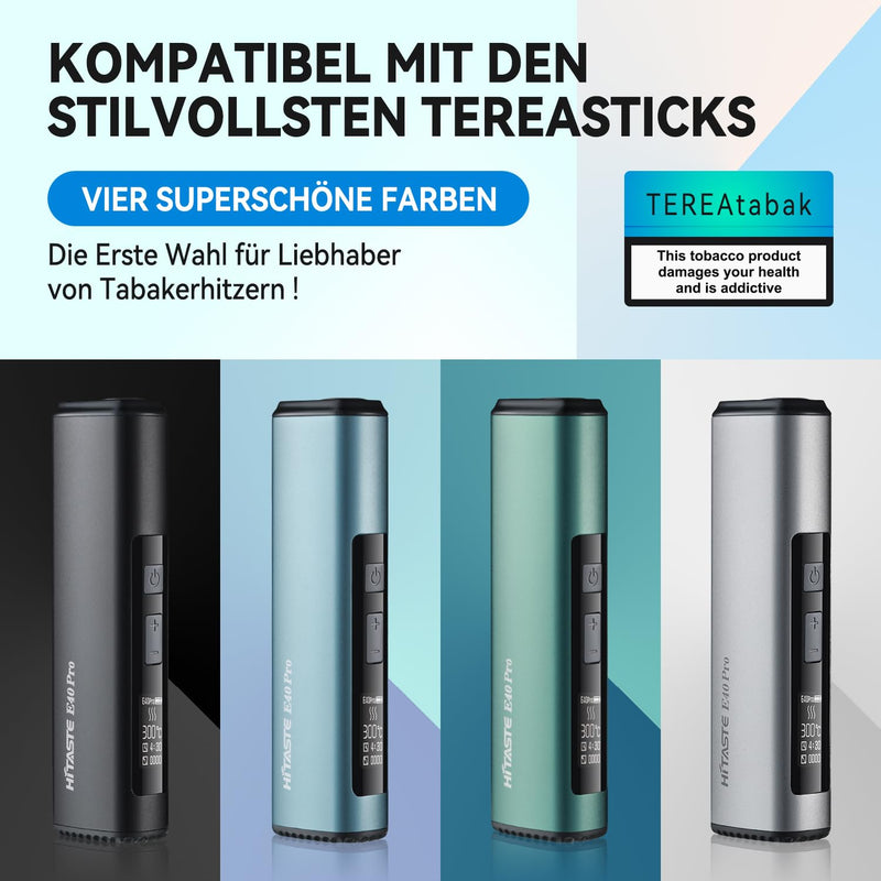 [Australia] - HI TASTE E40 Pro Tobacco Heater Compatible with IQOS ILUMA TEREA, Great Taste, 3200mAh Large Battery, Drying Function, Clear OLED Display, Metal Design (Metal Black) Metal Black 