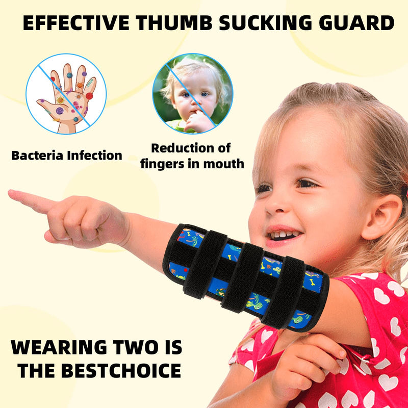 [Australia] - 2 Pcs Thumb Sucking Deterrent, Dinosaur Elbow Thumb Guard for Thumb Sucking, Nail Biting Treatment for Kids Prevention Anti Nose Picking for Boys Girls Finger Sucking Prevention Blue 