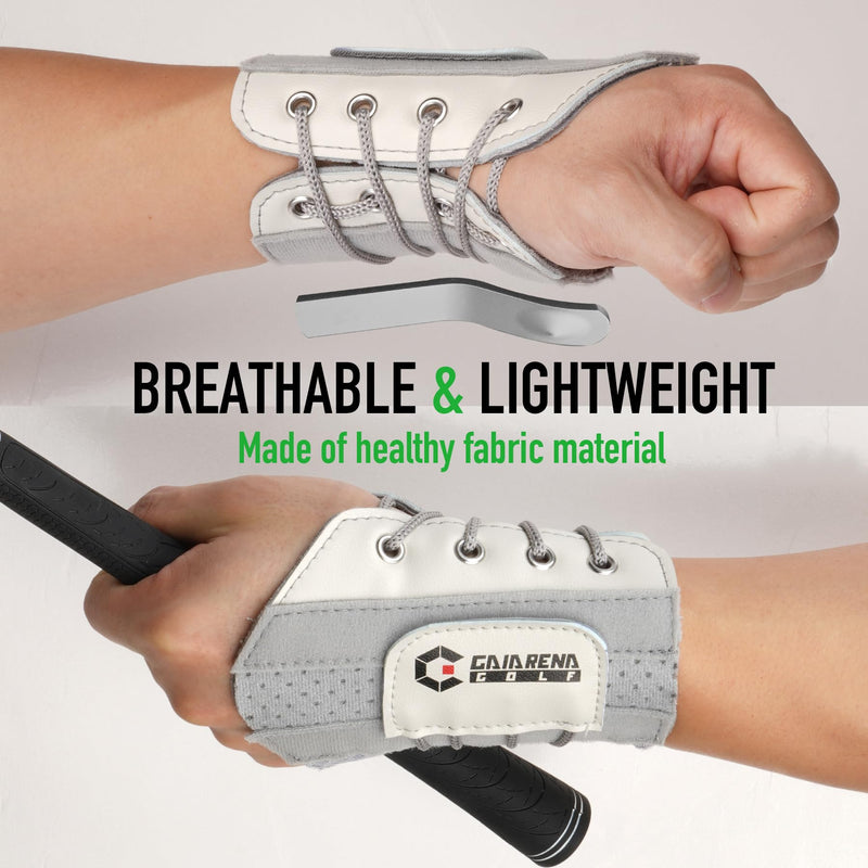GAIARENA Golf Training Aid Wrist Hinge Trainer Brace, Effective Golf Swing Training Aids, Correct Wrist Angle Swing Posture & Develop Muscle Memory for Beginner【Patent Pending】 Gray [Left Handed Golfers] Medium